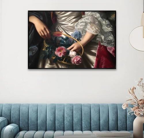 لوحة قماشية بتصميم كلاسيك مع برواز مجوف