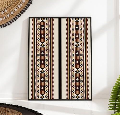 لوحة قماشية بتصميم الفن النجدي مع برواز مجوف