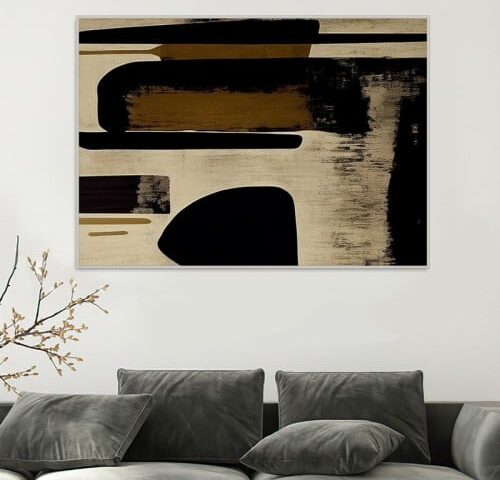 لوحة قماشية بتصميم الفن البوهيمي مع برواز مجوف