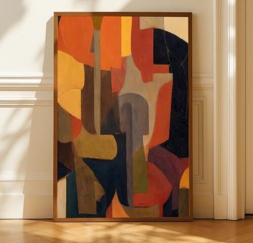 لوحة قماشية بتصميم تجريديمع برواز مجوف