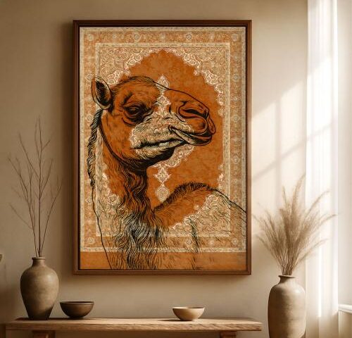 لوحة قماشية بتصميم الفن التراثي مع برواز مجوف