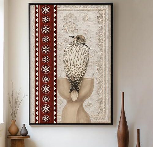 لوحة قماشية بتصميم الفن النجدي مع برواز مجوف