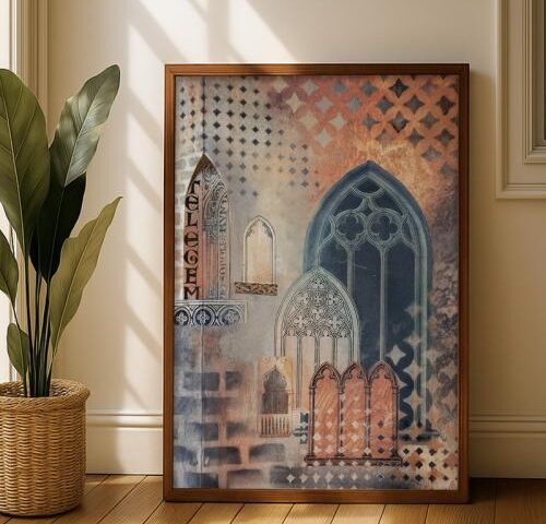 لوحة قماشية فاخرة بتصميم إسلامي مع برواز مجوف