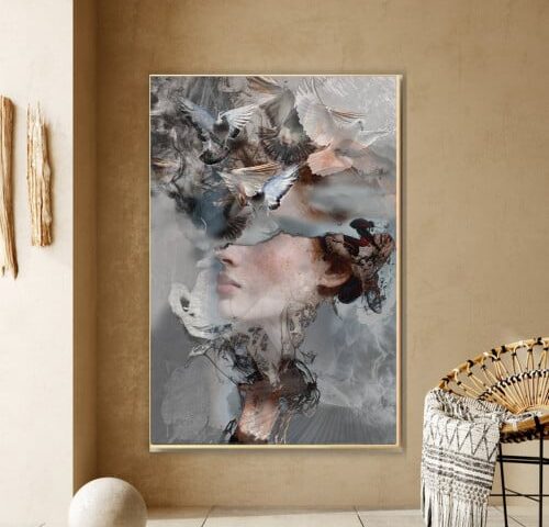 لوحة قماشية مطبوعة - بتصميم مودرن مع برواز مجوف