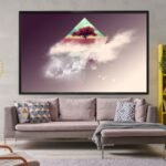 لوحة قماشية بتصميم مودرن بألوان دافئة، إطار مجوف يضيف لمسة عصرية للديكور الداخلي.