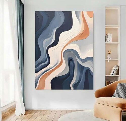 لوحة قماشية بتصميم تجريديمع برواز مجوف