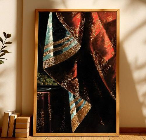 لوحة قماشية بتصميم الفن التراثي مع برواز مجوف