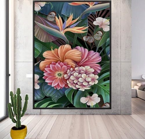 لوحة قماشية بتصميم مودرن مع برواز مجوف