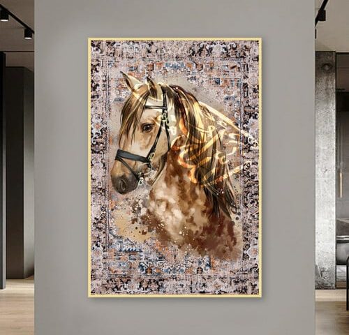 لوحة قماشية للجدار - بتصميم حصان مع برواز مجوف
