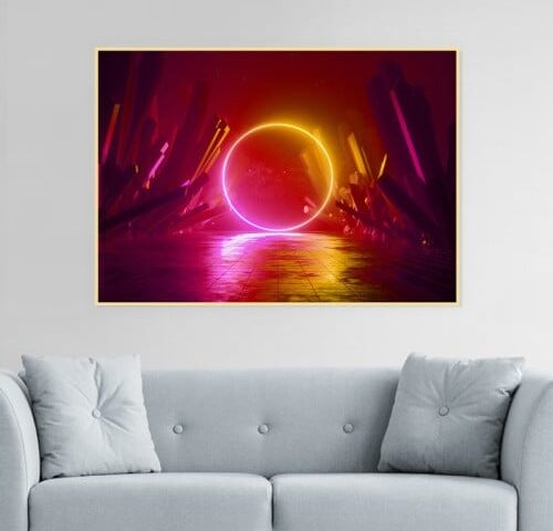 لوحة قماشية بتصميم تجريدي مع برواز مجوف