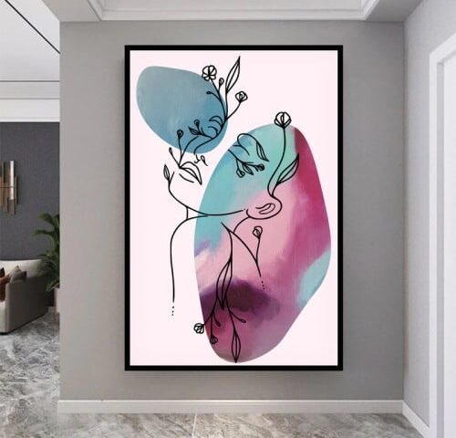 لوحة قماشية بتصميم الفن البوهيمي مع برواز مجوف