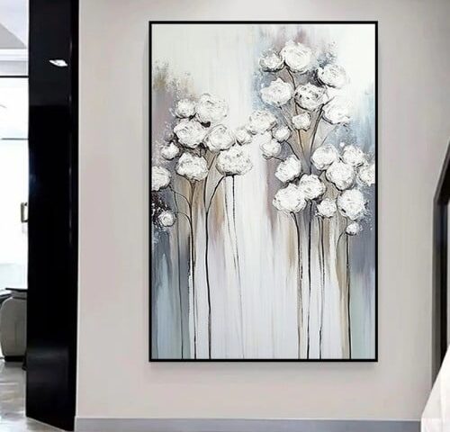 لوحة قماشية بتصميم الفن التجريدي مع برواز مجوف