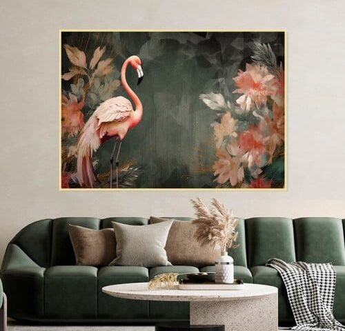 لوحة قماشية بتصميم فلامينغو مع برواز مجوف