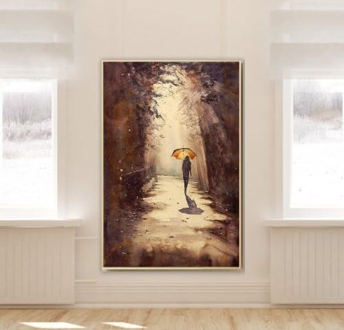 لوحة قماشية بتصميم مودرن مع برواز مجوف