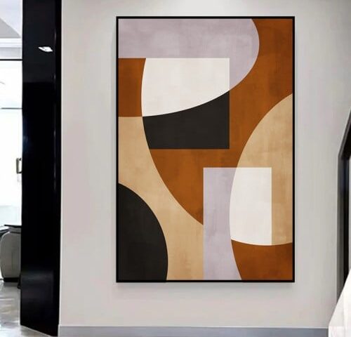 لوحة قماشية بتصميم الفن البوهيمي مع برواز مجوف