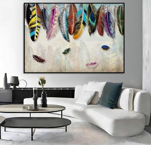 لوحة قماشية بتصميم الفن التشكيلي مع برواز مجوف