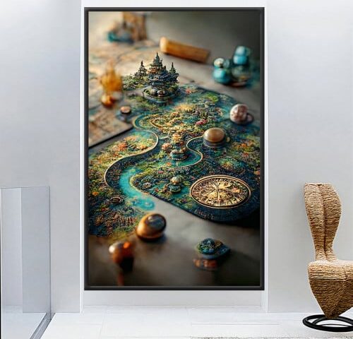 لوحة قماشية بتصميم مودرن مع برواز مجوف