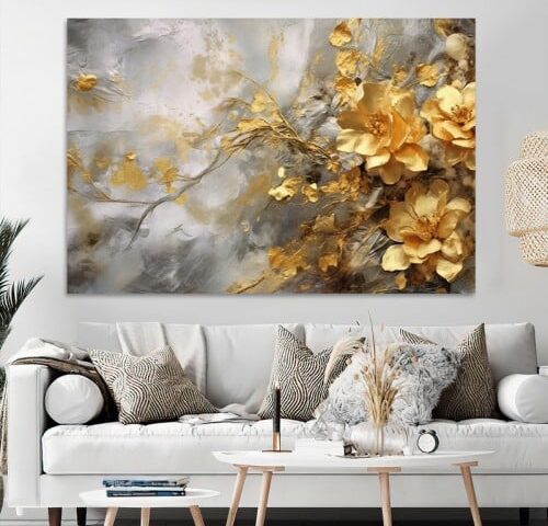 لوحة قماشية بتصميم الفن التشكيلي مع برواز مجوف