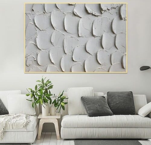 لوحة قماشية بتصميم الفن التجريدي مع برواز مجوف