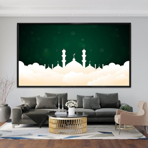 v42TcbYyrY7T2fQcGBZXuyNEVhwPh7GKQ2Urd9tk لوحة قماشية بتصميم رسمة إسلامية مع برواز مجوف - الصورة 1