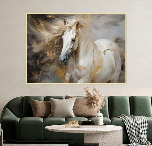 لوحة قماشية بتصميم حصان مع برواز مجوف