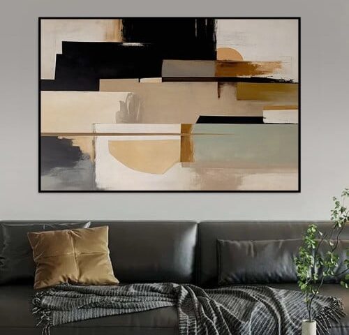 لوحة قماشية بتصميم الفن التشكيلي مع برواز مجوف