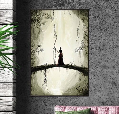 لوحة قماشية بتصميم مودرن مع برواز مجوف